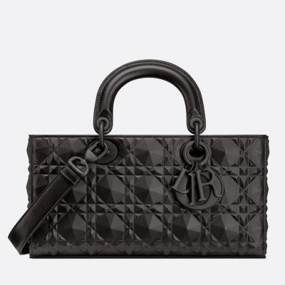 Dior Lady D-Joy Bag In Black Calfskin with Diamond Motif LDBS240312