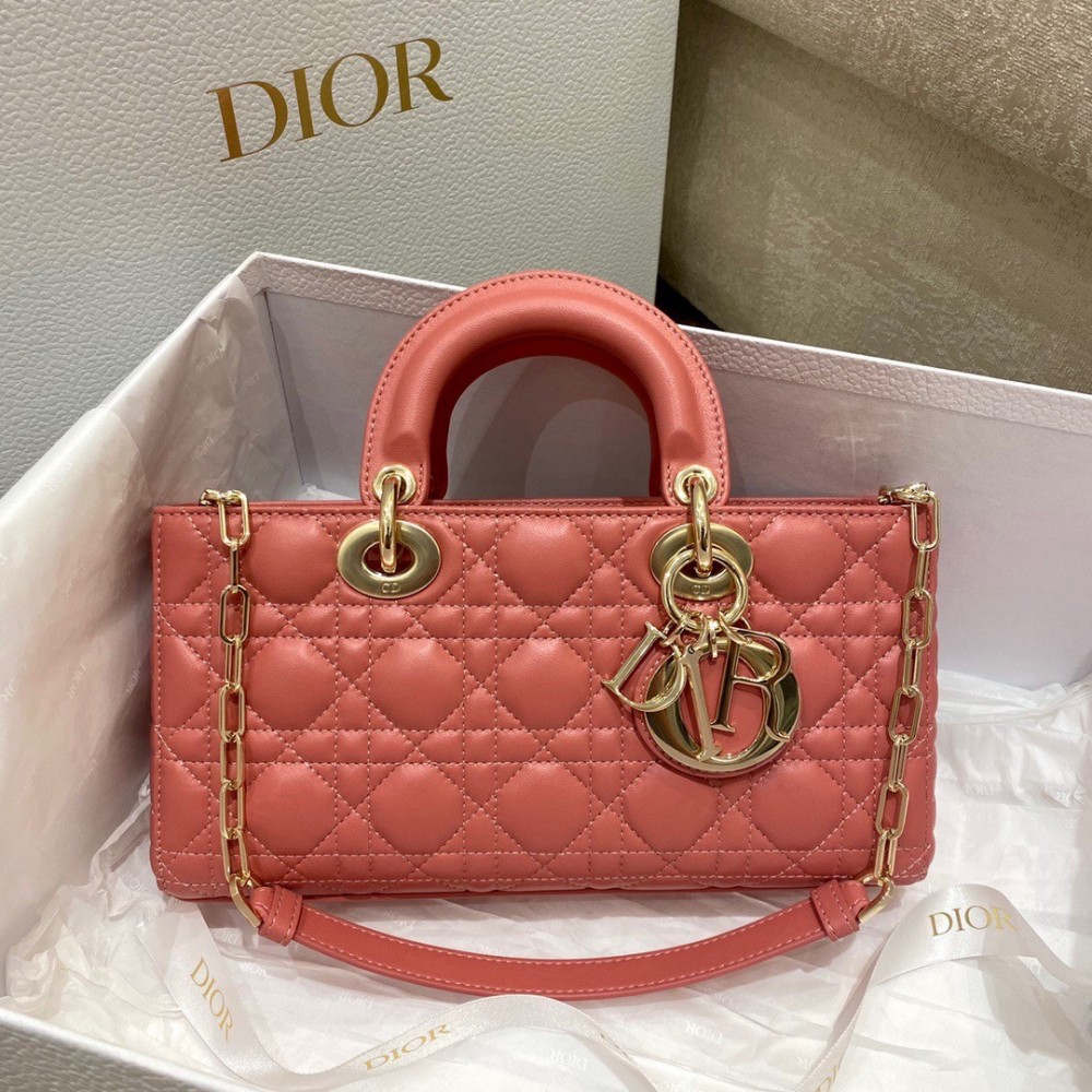 Dior Lady D-Joy Bag In Coral Pink Cannage Lambskin LDBS240314