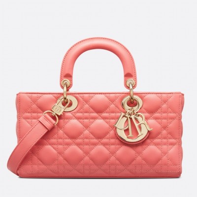 Dior Lady D-Joy Bag In Coral Pink Cannage Lambskin LDBS240314