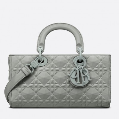 Dior Lady D-Joy Bag In Grey Calfskin with Diamond Motif LDBS240316