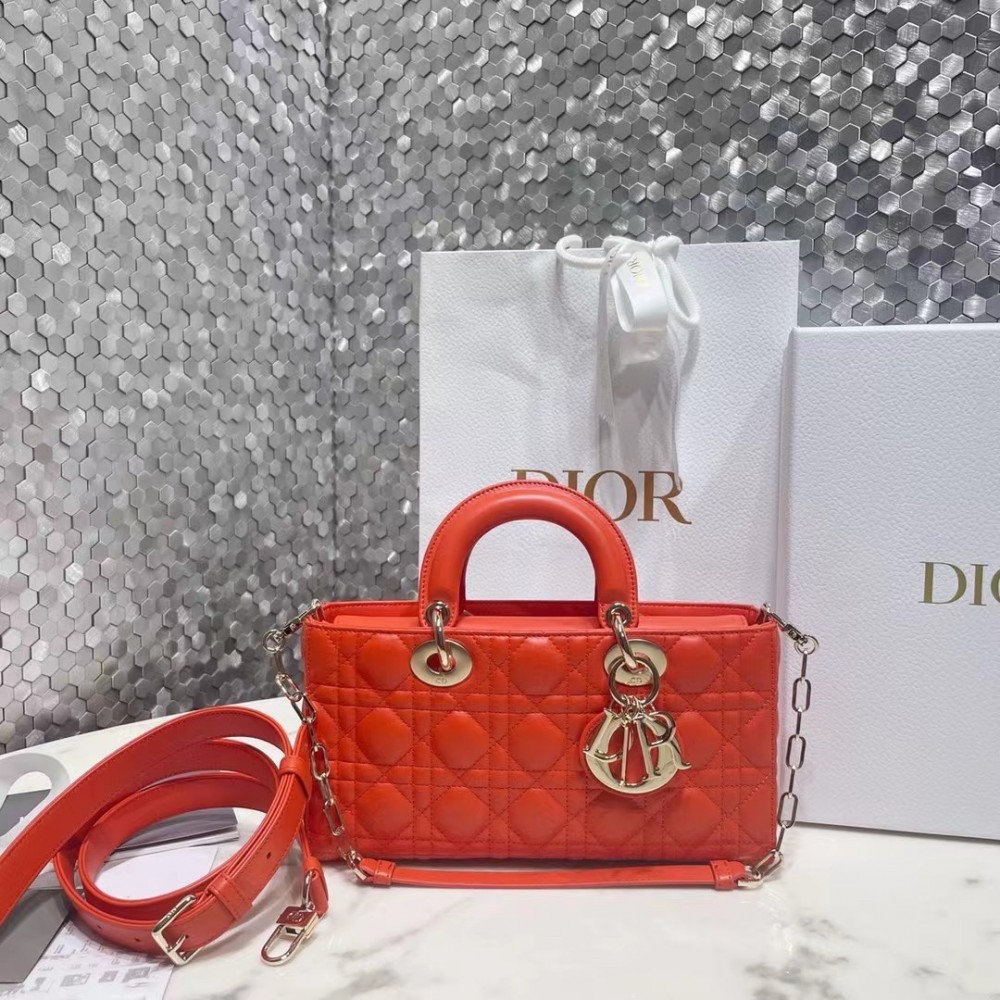 Dior Lady D-Joy Bag In Orange Cannage Lambskin LDBS240317