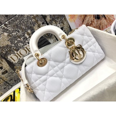 Dior Lady D-Joy Bag In White Macrocannage Technical Fabric LDBS240321