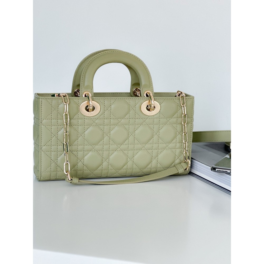 Dior Lady D-Joy Medium Bag In Ethereal Green Cannage Lambskin LDBS240324