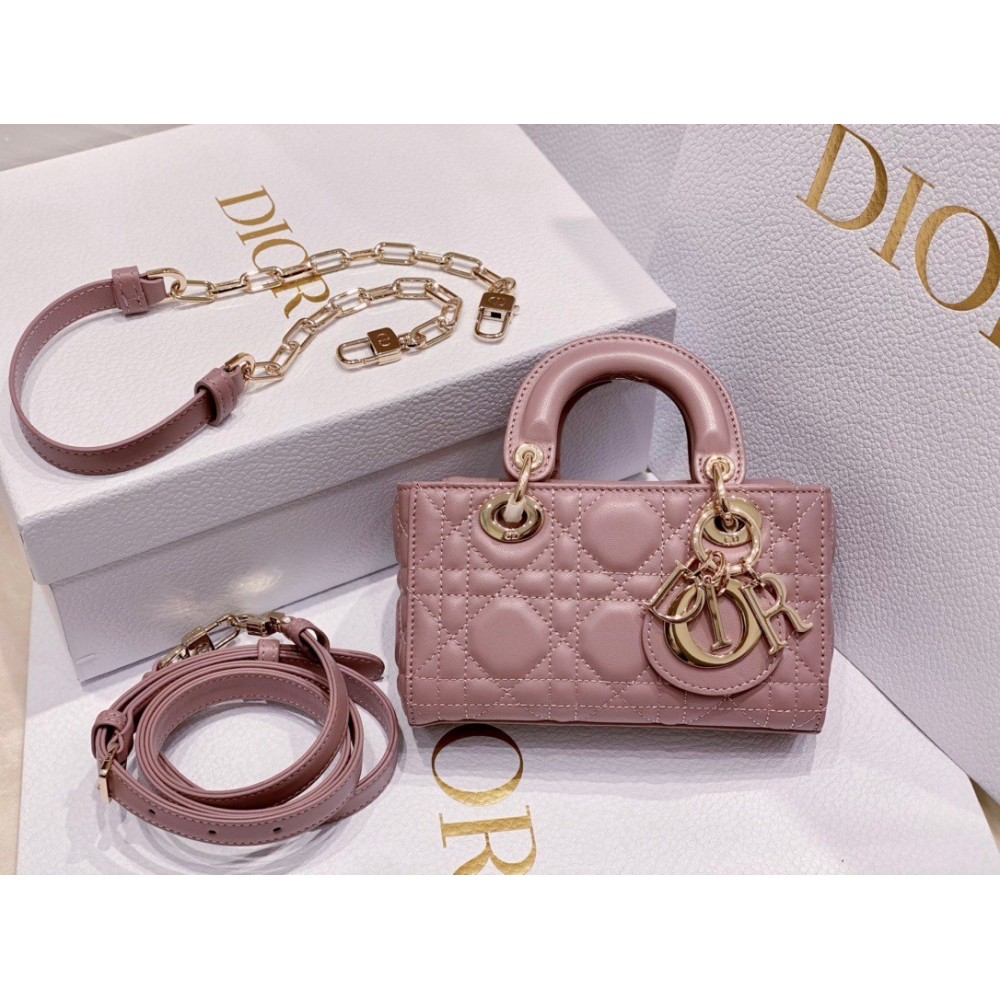 Dior Lady D-Joy Micro Bag In Peony Pink Cannage Lambskin LDBS240330