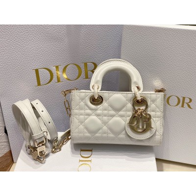 Dior Lady D-Joy Micro Bag In White Cannage Lambskin LDBS240331