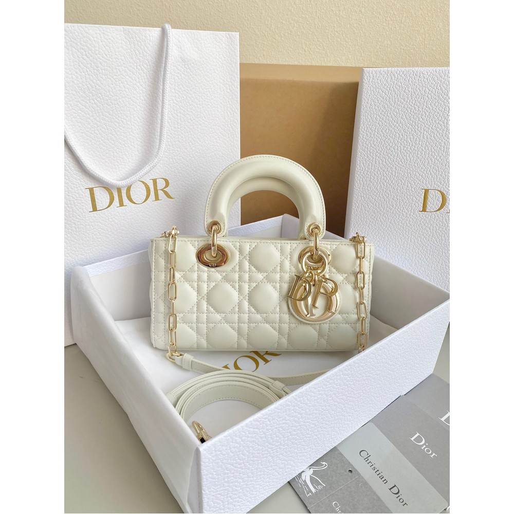 Dior Lady D-Joy Small Bag In White Cannage Lambskin LDBS240338