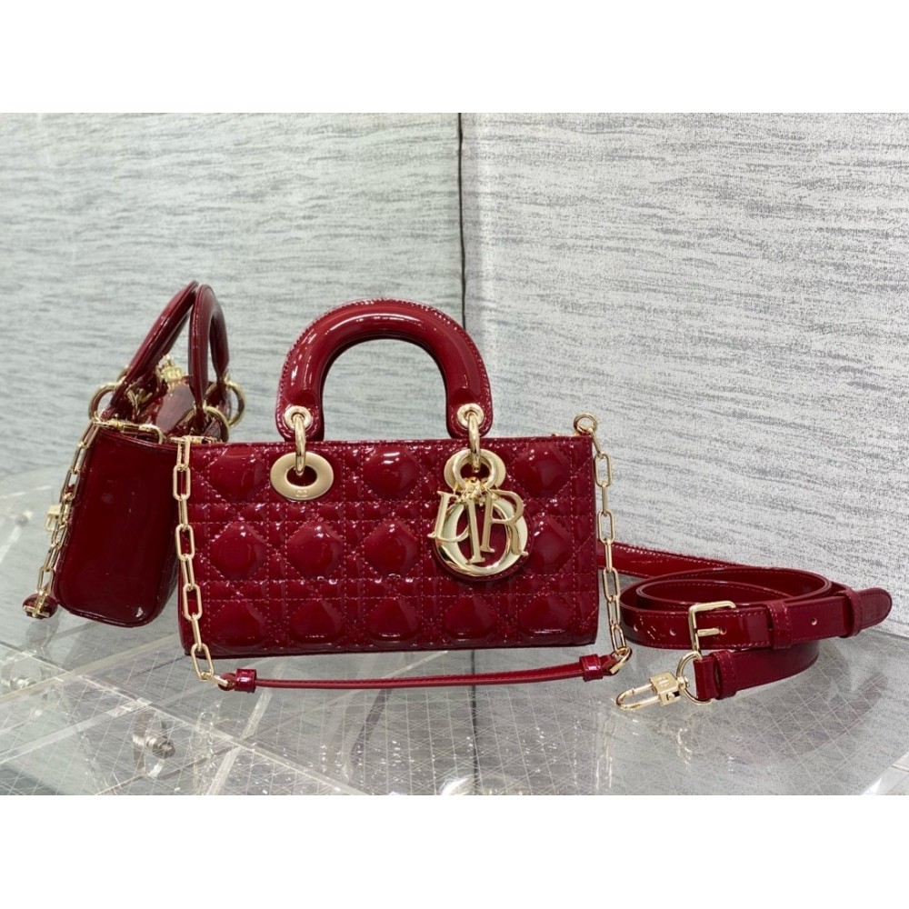 Dior Lady D-Joy Small Bag in Red Patent Calfskin LDBS240337