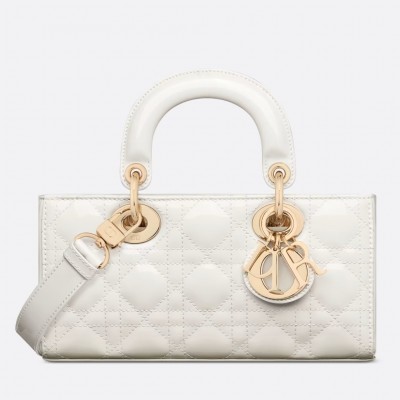 Dior Lady D-Joy Small Bag in White Patent Calfskin LDBS240339