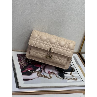 Dior Lady Dior Chain Pouch In Beige Cannage Lambskin LDBS240265