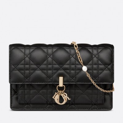 Dior Lady Dior Chain Pouch In Black Cannage Lambskin LDBS240266