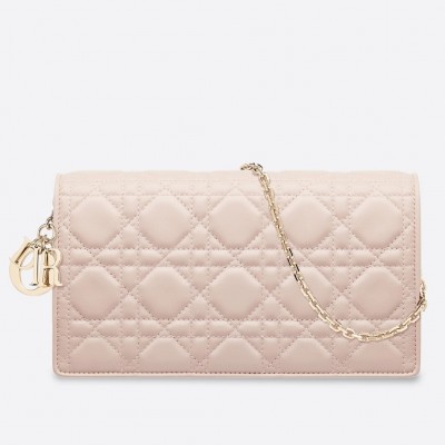 Dior Lady Dior Clutch With Chain In Nude Lambskin LDBS240276