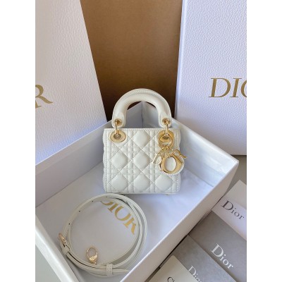 Dior Lady Dior Micro Bag In White Cannage Lambskin LDBS240284