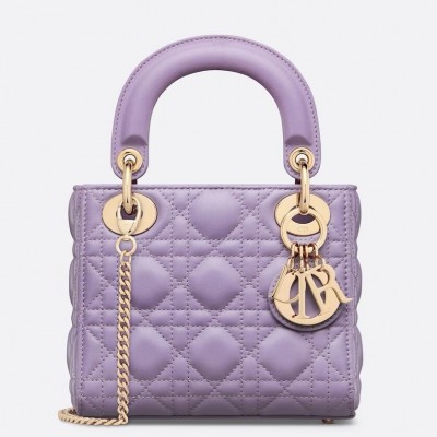 Dior Lady Dior Mini Bag with Chain in Lilas Cannage Lambskin LDBS240289