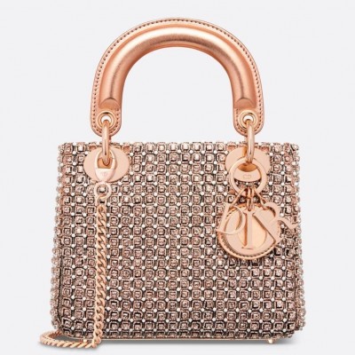 Dior Lady Dior Mini Chain Bag in Square with Strass and Beads LDBS240293