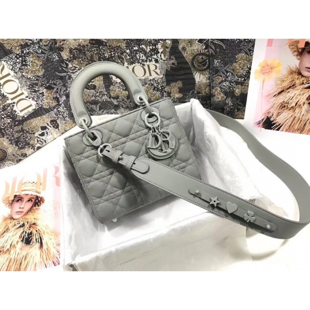 Dior Lady Dior My ABCDior Bag In Gray Ultramatte Calfskin LDBS240301