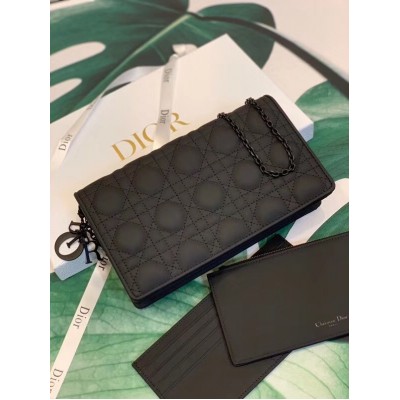 Dior Lady Dior Ultra Black Clutch With Chain LDBS240307