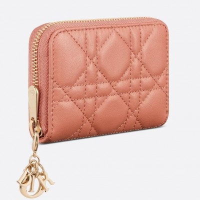 Dior Lady Dior Voyageur Small Coin Purse in Pink Lambskin LDBS240310