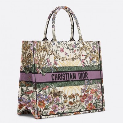 Dior Large Book Tote Bag in Dior 4 Saisons ete Soleil Embroidery LDBS240363