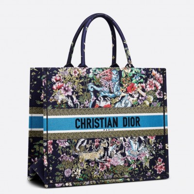 Dior Large Book Tote In Blue D-Constellation Embroidery LDBS240378