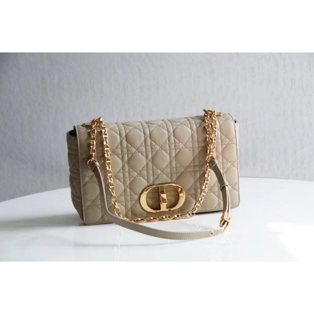 Dior Large Caro Bag In Beige Cannage Calfskin LDBS240384