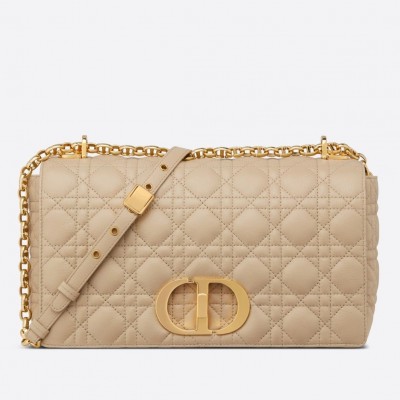 Dior Large Caro Bag In Beige Cannage Calfskin LDBS240384