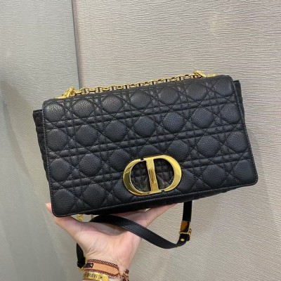 Dior Large Caro Bag In Black Cannage Calfskin LDBS240385