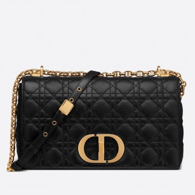 Dior Large Caro Bag In Black Cannage Calfskin LDBS240385