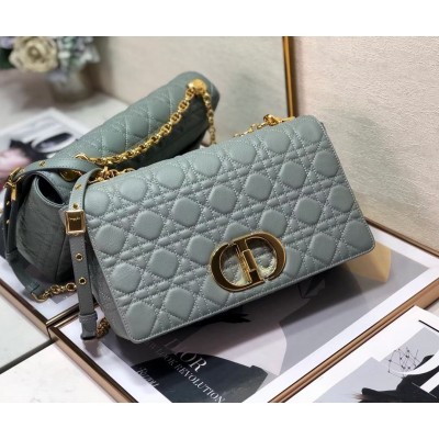 Dior Large Caro Bag In Grey Cannage Calfskin LDBS240386