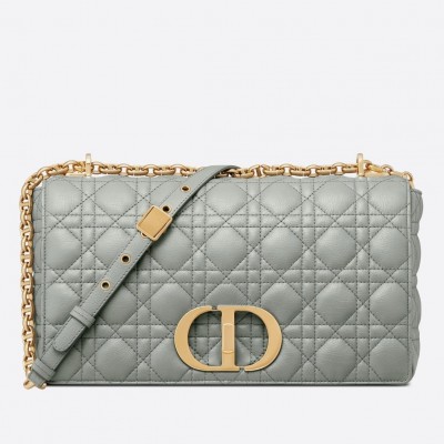 Dior Large Caro Bag In Grey Cannage Calfskin LDBS240386