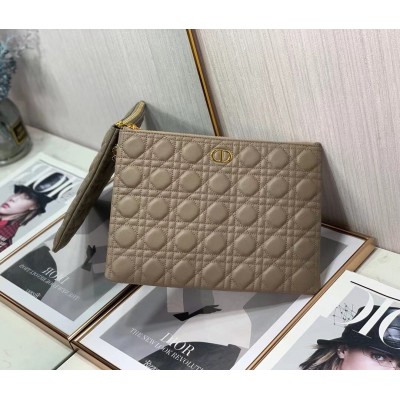 Dior Large Caro Daily Pouch In Beige Calfskin LDBS240388