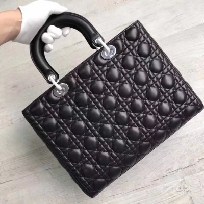 Dior Large Lady Dior Bag In Black Lambskin LDBS240392