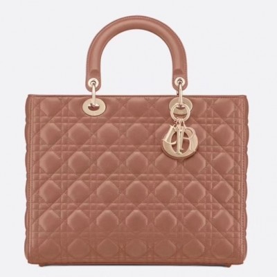 Dior Large Lady Dior Bag In Powder Cannage Lambskin LDBS240403