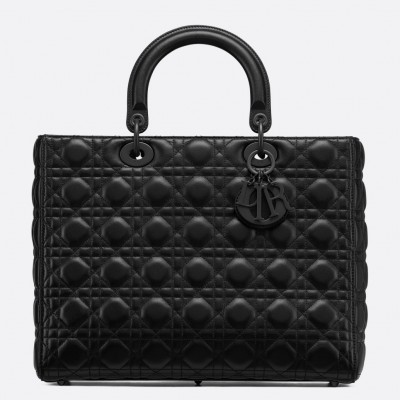 Dior Large Lady Dior Ultra-Matte So Black Bag LDBS240407