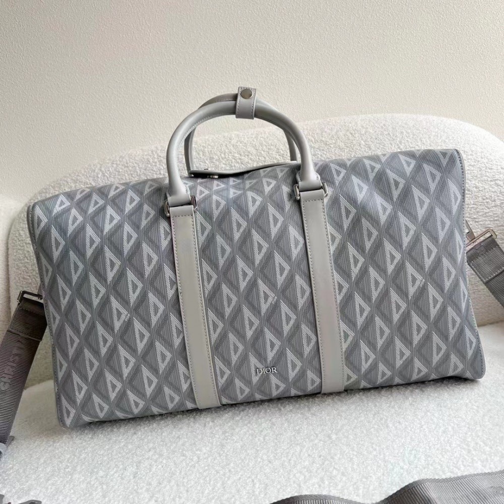 Dior Lingot 50 Duffle Bag In Gray CD Diamond Canvas LDBS240413