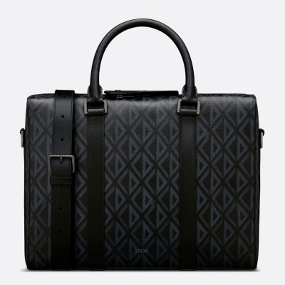 Dior Lingot Briefcase in Black CD Diamond Canvas LDBS240414