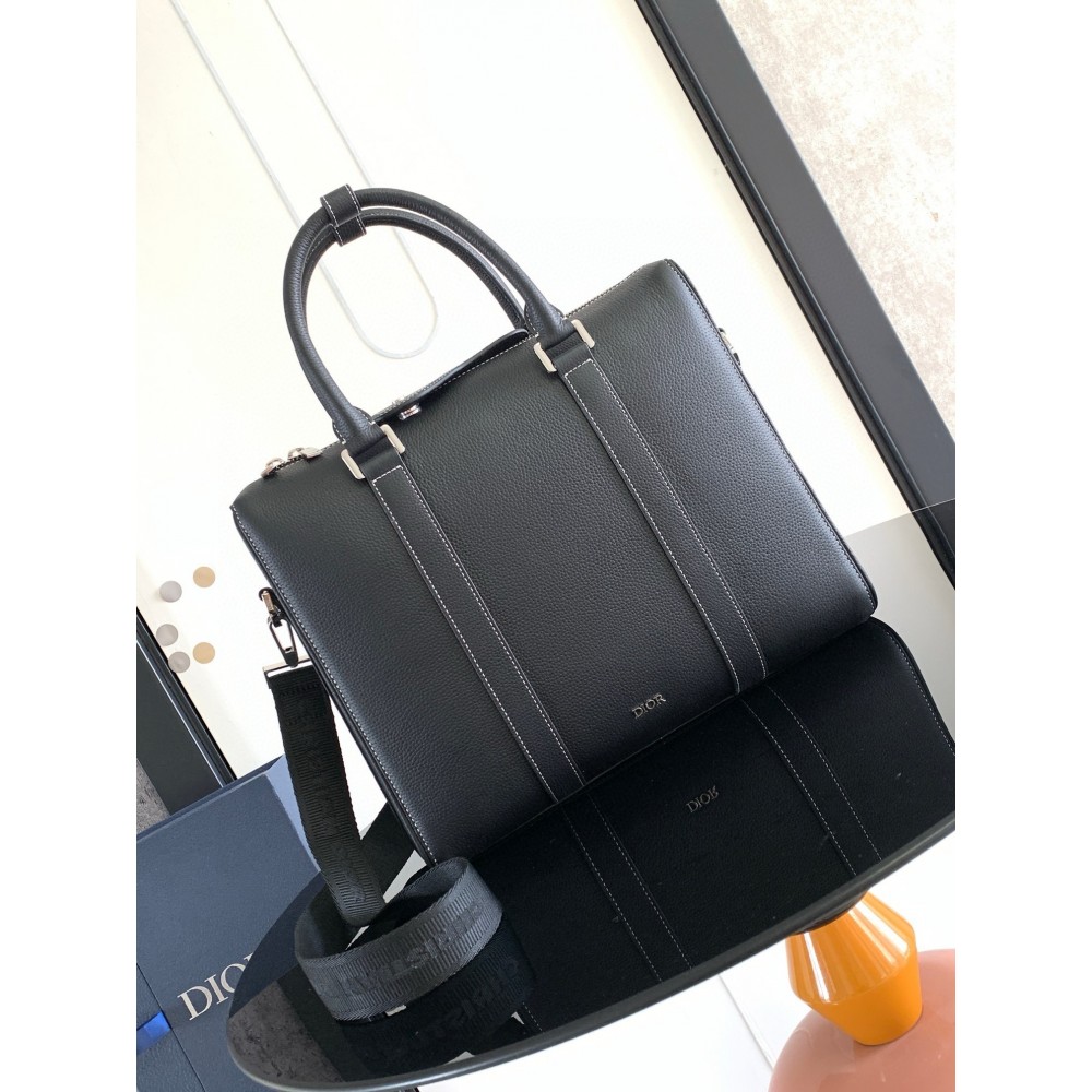 Dior Lingot Briefcase in Black Grained Calfskin LDBS240415