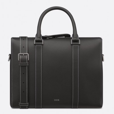 Dior Lingot Briefcase in Black Grained Calfskin LDBS240415