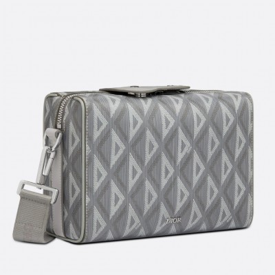 Dior Lingot Messenger Bag In Gray CD Diamond Canvas LDBS240417