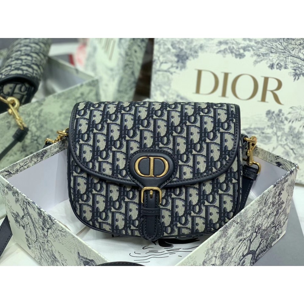 Dior Medium Bobby Bag In Blue Dior Oblique Canvas LDBS240422