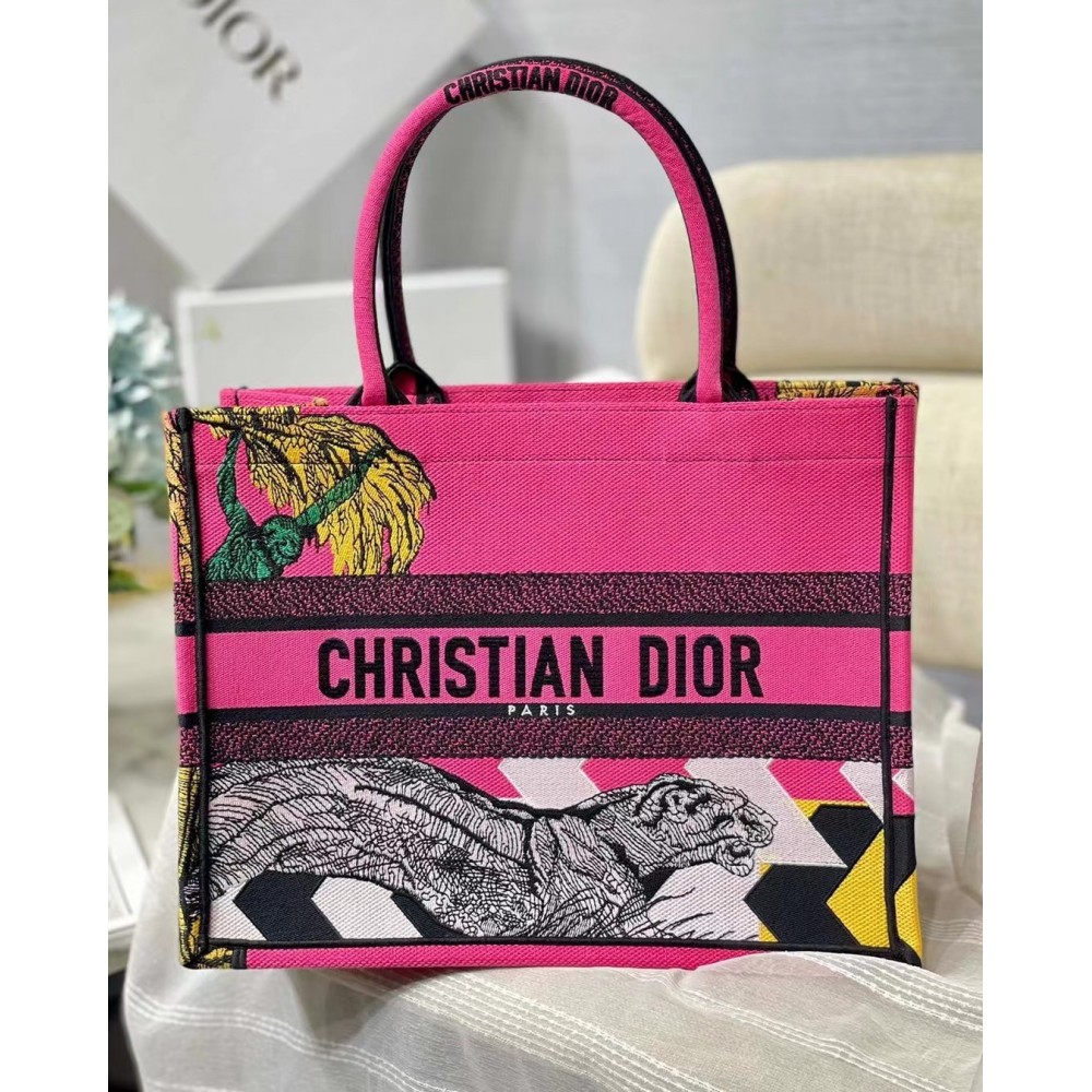 Dior Medium Book Tote Bag In Toile de Jouy Zoom Pop Embroidery LDBS240465