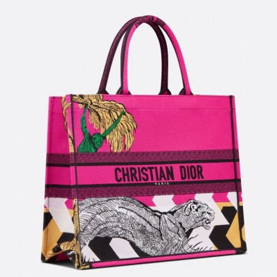 Dior Medium Book Tote Bag In Toile de Jouy Zoom Pop Embroidery LDBS240465