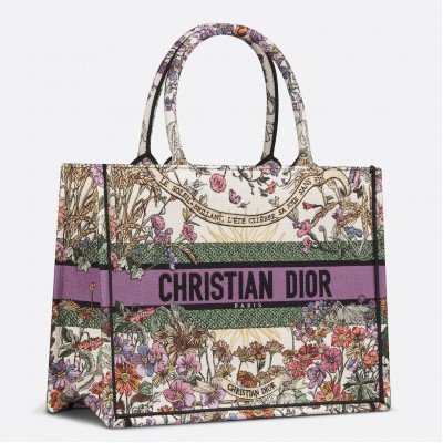 Dior Medium Book Tote Bag in Dior 4 Saisons ete Soleil Embroidery LDBS240449