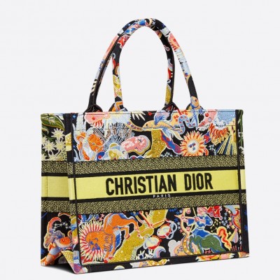 Dior Medium Book Tote In Black Zodiac Fantastico Embroidery LDBS240490