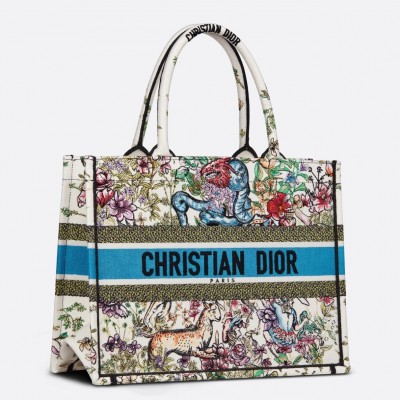 Dior Medium Book Tote In Latte D-Constellation Embroidery LDBS240492