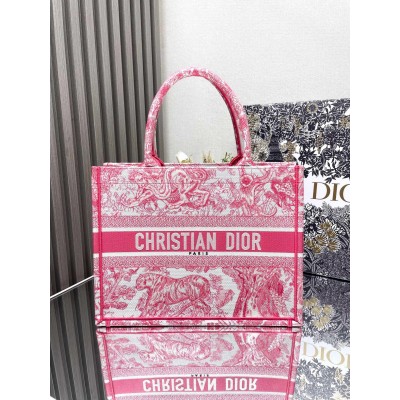 Dior Medium Dioriviera Book Tote in Pink Toile de Jouy Embroidery LDBS240499