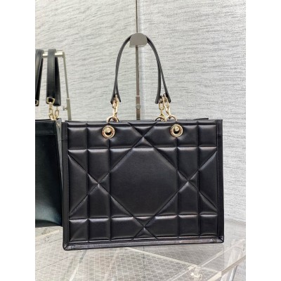 Dior Medium Essential Tote Bag In Black Archicannage Calfskin LDBS240501