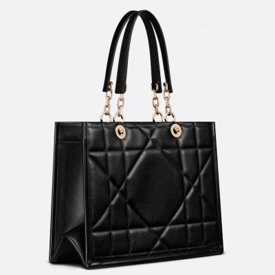 Dior Medium Essential Tote Bag In Black Archicannage Calfskin LDBS240501