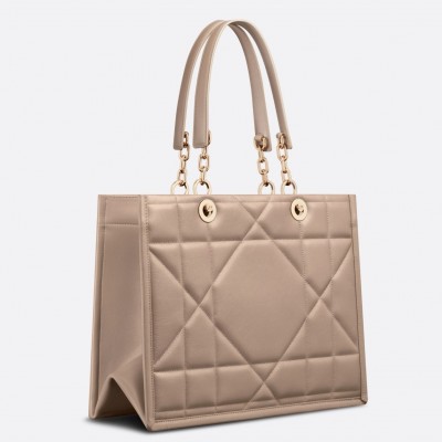 Dior Medium Essential Tote Bag In Hazelnut Archicannage Calfskin LDBS240502