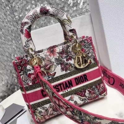 Dior Medium Lady D-Lite Bag In Multicolor Butterfly Embroidery LDBS240570