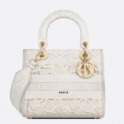 Dior Medium Lady D-Lite Bag In Natural Embroidery with Macrame Effect LDBS240572